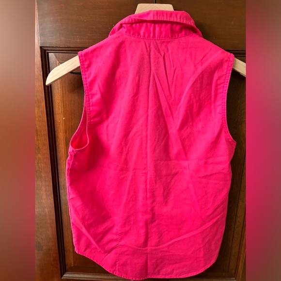 BONJOUR VTG 80s Hot pink button front sleeveless shirt. Size 12 - Picture 4 of 6